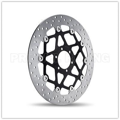 Disco de travagem flutuante de motocicleta de cor preta com tratamento de polir e anodizante