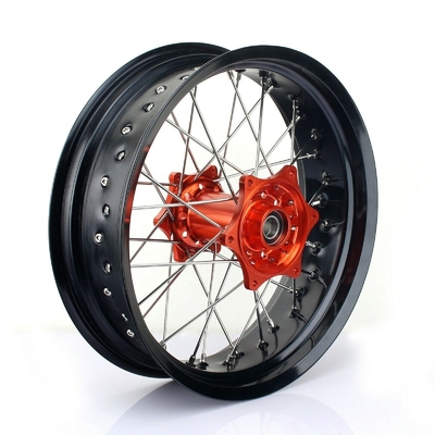 3.50x17&quot; 4.25x17&quot; Supermoto rodas de liga para SX SXF EXC 125-530 Anéis pretos e hubs laranja