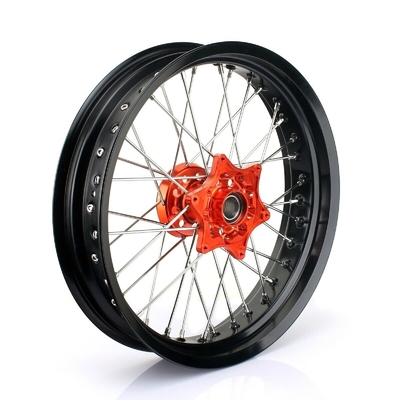 3.50x17&quot; 4.25x17&quot; Supermoto rodas de liga para SX SXF EXC 125-530 Anéis pretos e hubs laranja