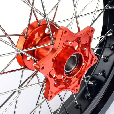 3.50x17&quot; 4.25x17&quot; Supermoto rodas de liga para SX SXF EXC 125-530 Anéis pretos e hubs laranja