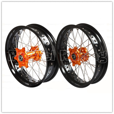 Rodas de Supermoto de Motocicleta de Liga de Alumínio Negro com Hub CNC e Jantes de 3,50-17 &quot;5,00-17&quot;