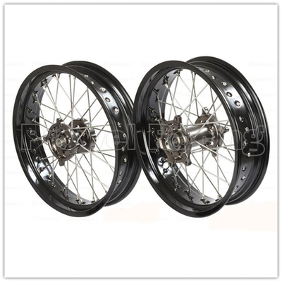 Rodas de Supermoto de Motocicleta de Liga de Alumínio Negro com Hub CNC e Jantes de 3,50-17 &quot;5,00-17&quot;
