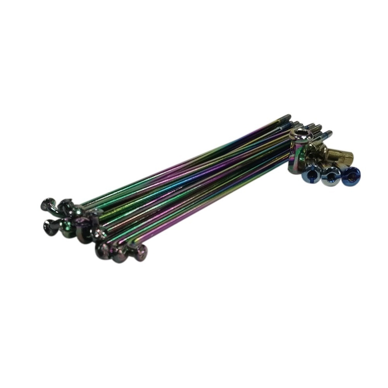 Lançamento Rainbow Color Carbon Steel Spokes e Nipples para Motocicletas 8G 9G 10G