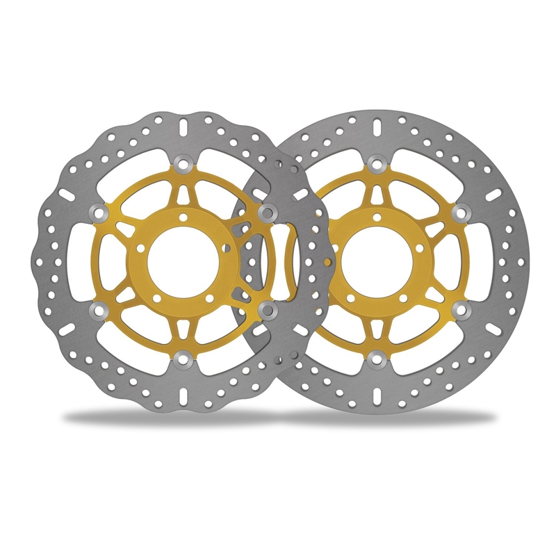 Disco de travagem flutuante de motocicleta de cor preta com tratamento de polir e anodizante