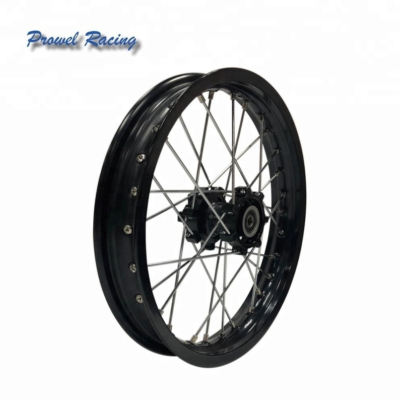 Alumínio personalizado 6061 T6 Roda de motocicleta preta 1.85x14 para bicicleta off-road