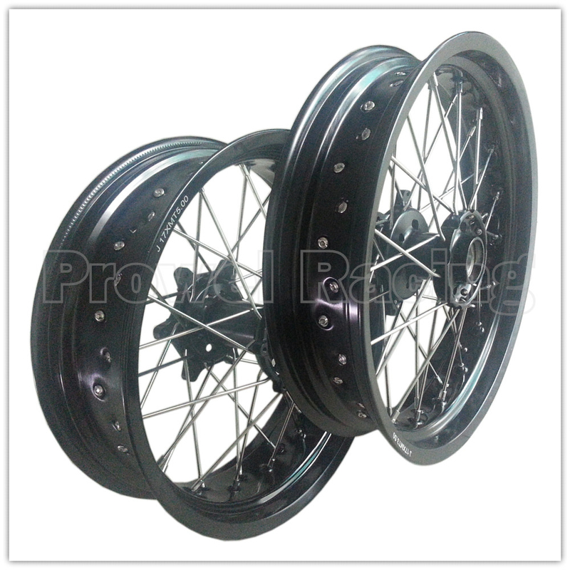 Rodas de Supermoto de Motocicleta de Liga de Alumínio Negro com Hub CNC e Jantes de 3,50-17 &quot;5,00-17&quot;